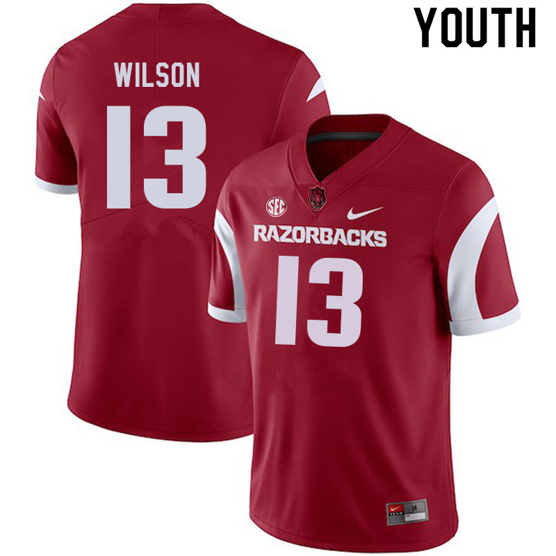 Youth #13 Jaedon Wilson Arkansas Razorbacks College Football Jerseys Sale-Cardinal